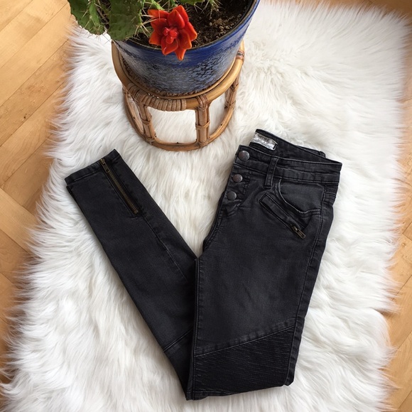 Free People Denim - Free People moto skinny jeans with zippers